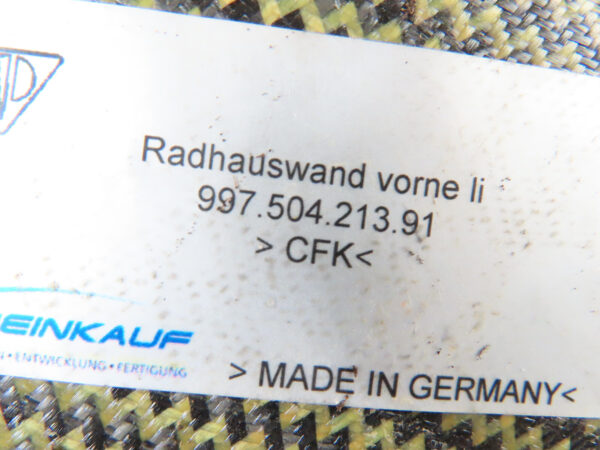 Porsche 911  997 GT3 Cup  Radhausschale Vorne   99750421391 99750421491 – Bild 7
