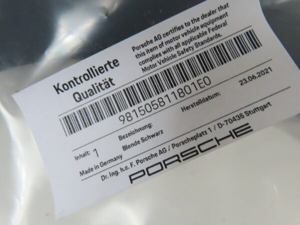 PORSCHE Cayman 981 Heckstoßstangen-Mittelabdeckung 981505811801E0 NEUES ECHTES – Bild 3