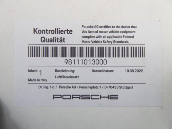 Boxster 981 2012-16 / Cayman 981C 2013-16  Luftfiltereinsatz  98111013000 – Bild 5