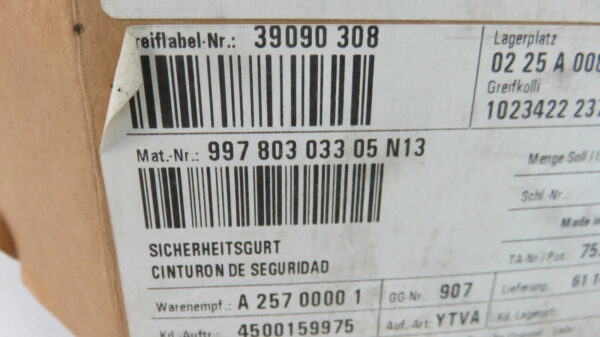 Porsche 911 Sicherheitsgurt 997 Schwarz 99780303410N13 NEU – Bild 8