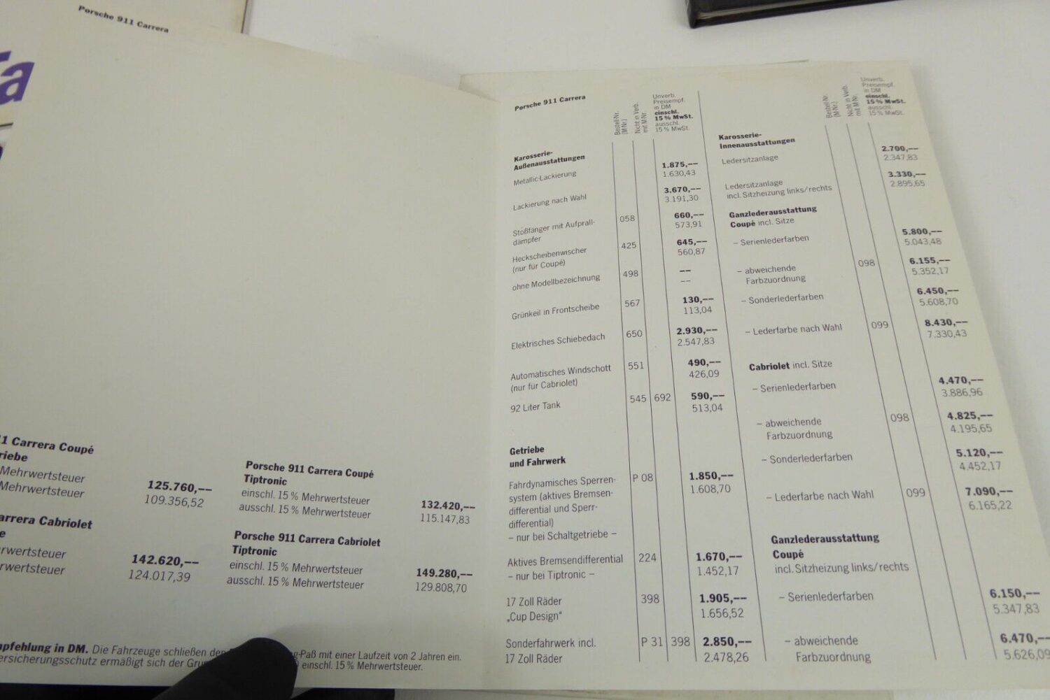 Porsche 911 964 993 Proschüre Preisliste Farbliste Konvolut Prospekte – Bild 7
