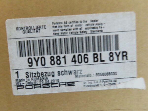 Porsche Cayenne Sitz Sitzbezug Leder  NEU  9Y0881406BL8YR Schwarz – Bild 9